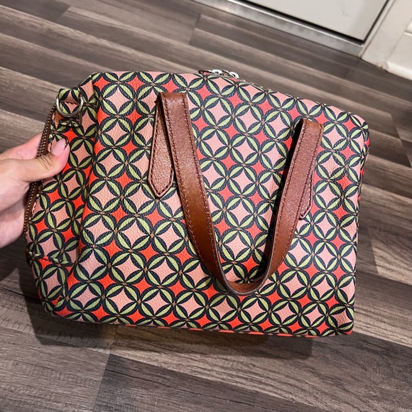 FOSSIL Sydney Signature Multi Color Geometric Patterned Satchel Handbag - Picture 5 of 9